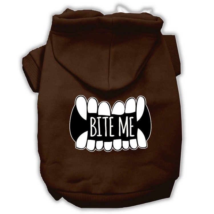 Bite Me Screenprint Dog Hoodie Brown XS